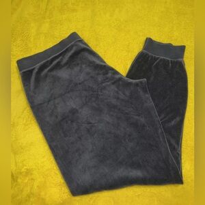 Vintage Juicy Couture Black Label Velvet Joggers Size Large Navy Y2K